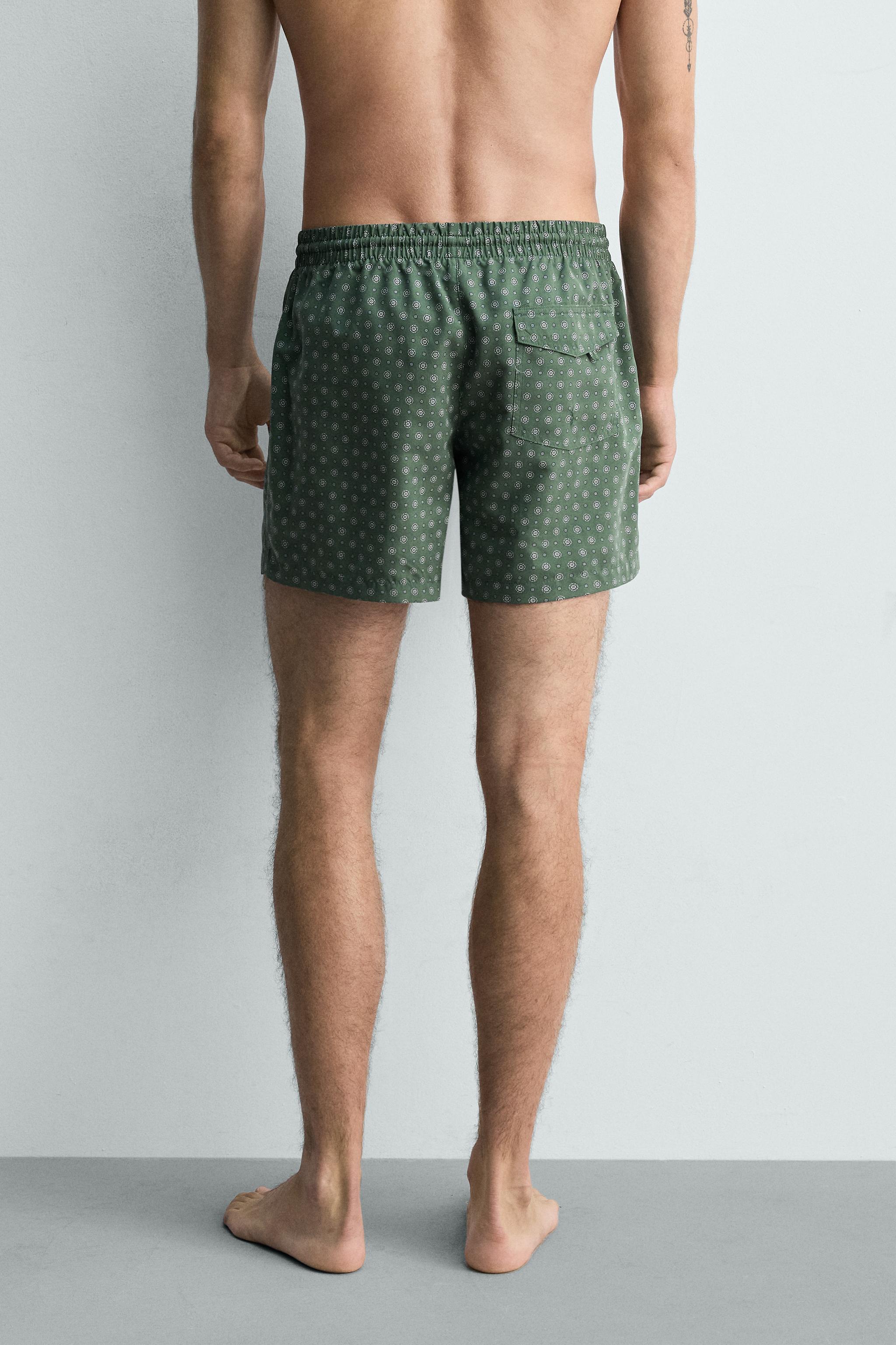 MID-LENGTH GEOMETRIC PRINT SWIMSUIT
